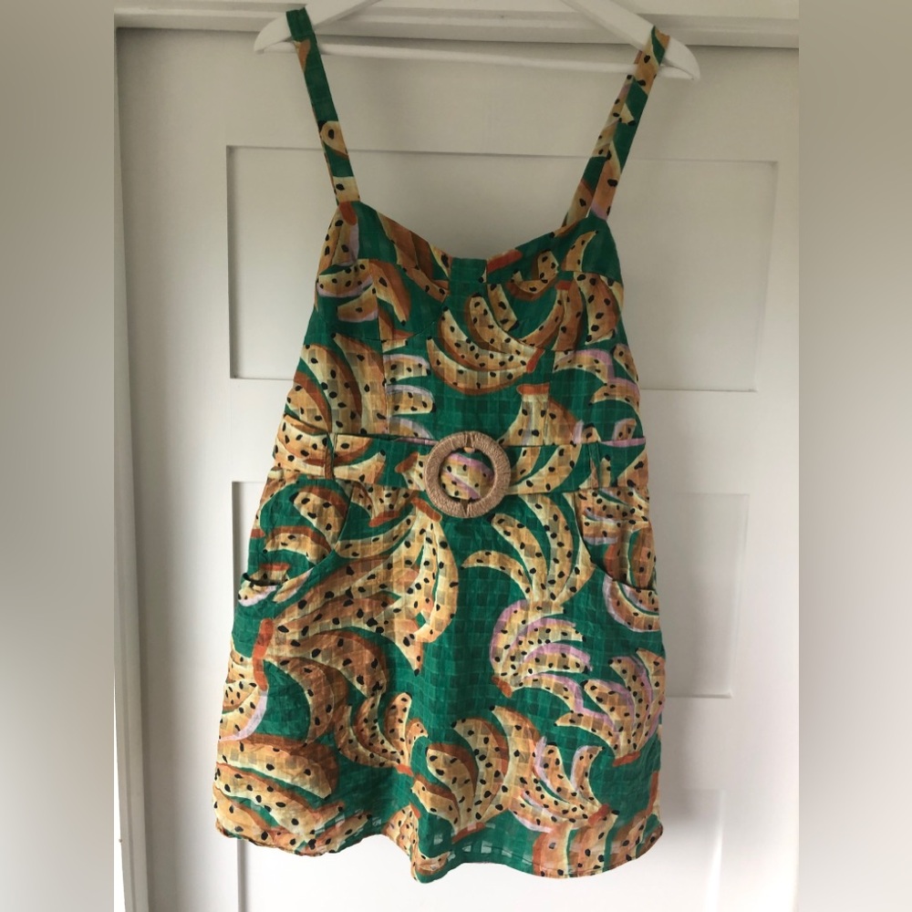 Farm Rio Mini Banana Pattern Belted Dress
